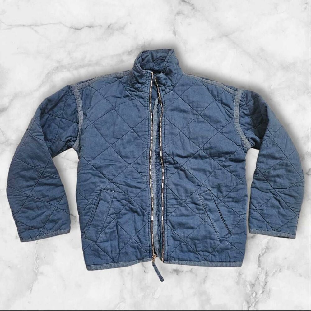 GAP XS Blue Quilted Full Zip Bomber Coat